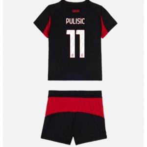 Koszulka piłkarska AC Milan Christian Pulisic #11 Koszulka Podstawowej dziecięce 2025-26 +Krótkie Spodenk