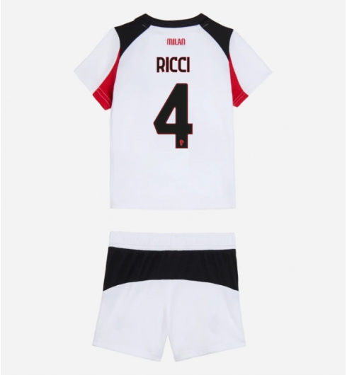 Koszulka piłkarska AC Milan Samuele Ricci #4 Koszulka Wyjazdowej dziecięce 2025-26 +Krótkie Spodenk Koszulka piłkarska AC Milan Samuele Ricci #4 Koszulka Wyjazdowej dziecięce 2025-26 +Krótkie Spodenk