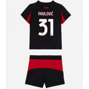 Koszulka piłkarska AC Milan Strahinja Pavlovic #31 Koszulka Podstawowej dziecięce 2025-26 +Krótkie Spodenk