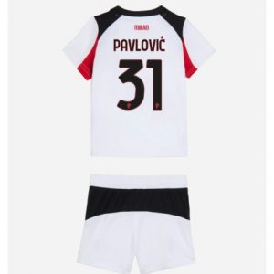 Koszulka piłkarska AC Milan Strahinja Pavlovic #31 Koszulka Wyjazdowej dziecięce 2025-26 +Krótkie Spodenk