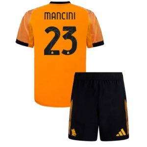 Koszulka piłkarska AS Roma Gianluca Mancini #23 Koszulka Wyjazdowej dziecięce 2025-26 +Krótkie Spodenk