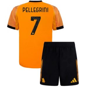 Koszulka piłkarska AS Roma Lorenzo Pellegrini #7 Koszulka Wyjazdowej dziecięce 2025-26 +Krótkie Spodenk