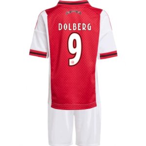 Koszulka piłkarska Ajax Kasper Dolberg #9 Koszulka Podstawowej dziecięce 2025-26 +Krótkie Spodenk
