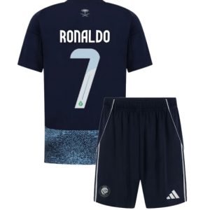 Koszulka piłkarska Al-Nassr Cristiano Ronaldo #7 Koszulka Wyjazdowej dziecięce 2025-26 +Krótkie Spodenk