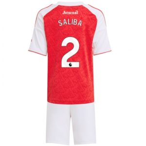 Koszulka piłkarska Arsenal William Saliba #2 Koszulka Podstawowej dziecięce 2025-26 +Krótkie Spodenk