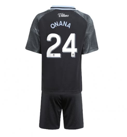 Koszulka piłkarska Aston Villa Amadou Onana #24 Koszulka Wyjazdowej dziecięce 2025-26 +Krótkie Spodenk Koszulka piłkarska Aston Villa Amadou Onana #24 Koszulka Wyjazdowej dziecięce 2025-26 +Krótkie Spodenk