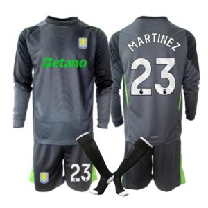 Koszulka piłkarska Aston Villa Emiliano Martinez #23 Bramkarskie Koszulka Podstawowej dziecięce 2025-26 Długi Rękaw (+ Krótkie spodenki)