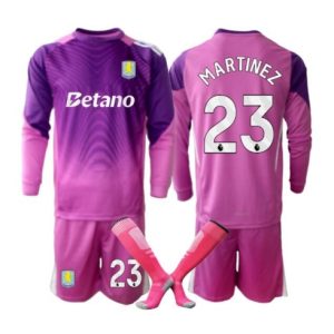 Koszulka piłkarska Aston Villa Emiliano Martinez #23 Bramkarskie Koszulka Trzeciej dziecięce 2025-26 Długi Rękaw (+ Krótkie spodenki)