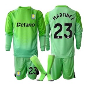 Koszulka piłkarska Aston Villa Emiliano Martinez #23 Bramkarskie Koszulka Wyjazdowej dziecięce 2025-26 Długi Rękaw (+ Krótkie spodenki)