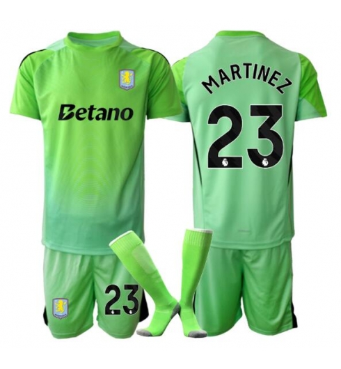 Koszulka piłkarska Aston Villa Emiliano Martinez #23 Bramkarskie Koszulka Wyjazdowej dziecięce 2025-26 +Krótkie Spodenk Koszulka piłkarska Aston Villa Emiliano Martinez #23 Bramkarskie Koszulka Wyjazdowej dziecięce 2025-26 +Krótkie Spodenk