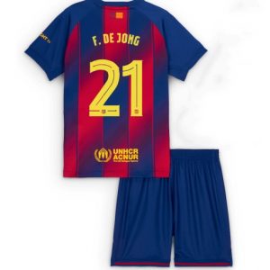 Koszulka piłkarska Barcelona Frenkie de Jong #21 Koszulka Podstawowej dziecięce 2025-26 +Krótkie Spodenk Koszulka piłkarska Barcelona Frenkie de Jong #21 Koszulka Podstawowej dziecięce 2025-26 +Krótkie Spodenk