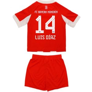 Koszulka piłkarska Bayern Munich Luis Diaz #14 Koszulka Podstawowej dziecięce 2025-26 +Krótkie Spodenk