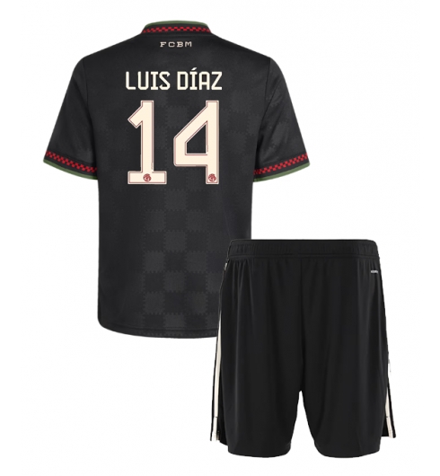 Koszulka piłkarska Bayern Munich Luis Diaz #14 Koszulka Trzeciej dziecięce 2025-26 +Krótkie Spodenk Koszulka piłkarska Bayern Munich Luis Diaz #14 Koszulka Trzeciej dziecięce 2025-26 +Krótkie Spodenk