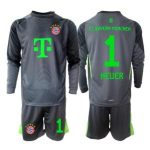 Koszulka piłkarska Bayern Munich Manuel Neuer #1 Bramkarskie Koszulka Wyjazdowej dziecięce 2025-26 Długi Rękaw (+ Krótkie spodenki)