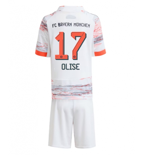 Koszulka piłkarska Bayern Munich Michael Olise #17 Koszulka Wyjazdowej dziecięce 2025-26 +Krótkie Spodenk Koszulka piłkarska Bayern Munich Michael Olise #17 Koszulka Wyjazdowej dziecięce 2025-26 +Krótkie Spodenk