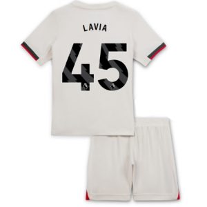 Koszulka piłkarska Chelsea Romeo Lavia #45 Koszulka Wyjazdowej dziecięce 2025-26 +Krótkie Spodenk