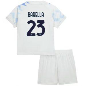 Koszulka piłkarska Inter Milan Nicolo Barella #23 Koszulka Wyjazdowej dziecięce 2025-26 +Krótkie Spodenk
