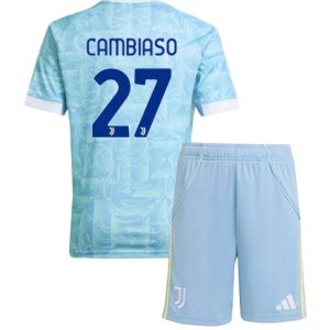 Koszulka piłkarska Juventus Andrea Cambiaso #27 Koszulka Wyjazdowej dziecięce 2025-26 +Krótkie Spodenk