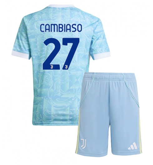 Koszulka piłkarska Juventus Andrea Cambiaso #27 Koszulka Wyjazdowej dziecięce 2025-26 +Krótkie Spodenk Koszulka piłkarska Juventus Andrea Cambiaso #27 Koszulka Wyjazdowej dziecięce 2025-26 +Krótkie Spodenk