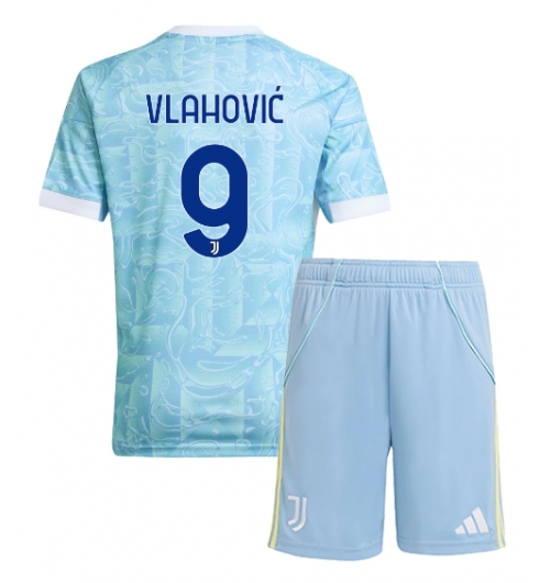 Koszulka piłkarska Juventus Dusan Vlahovic #9 Koszulka Wyjazdowej dziecięce 2025-26 +Krótkie Spodenk Koszulka piłkarska Juventus Dusan Vlahovic #9 Koszulka Wyjazdowej dziecięce 2025-26 +Krótkie Spodenk