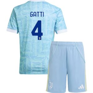 Koszulka piłkarska Juventus Federico Gatti #4 Koszulka Wyjazdowej dziecięce 2025-26 +Krótkie Spodenk Koszulka piłkarska Juventus Federico Gatti #4 Koszulka Wyjazdowej dziecięce 2025-26 +Krótkie Spodenk