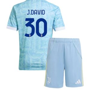 Koszulka piłkarska Juventus Jonathan David #30 Koszulka Wyjazdowej dziecięce 2025-26 +Krótkie Spodenk