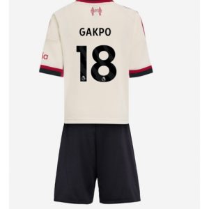 Koszulka piłkarska Liverpool Cody Gakpo #18 Koszulka Wyjazdowej dziecięce 2025-26 +Krótkie Spodenk