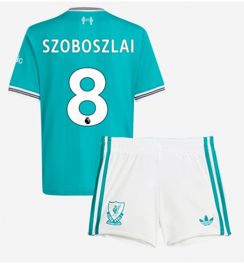 Koszulka piłkarska Liverpool Dominik Szoboszlai #8 Koszulka Trzeciej dziecięce 2025-26 +Krótkie Spodenk Koszulka piłkarska Liverpool Dominik Szoboszlai #8 Koszulka Trzeciej dziecięce 2025-26 +Krótkie Spodenk