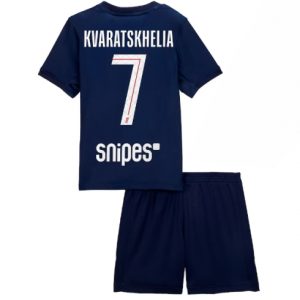 Koszulka piłkarska Paris Saint-Germain Khvicha Kvaratskhelia #7 Koszulka Podstawowej dziecięce 2025-26 +Krótkie Spodenk
