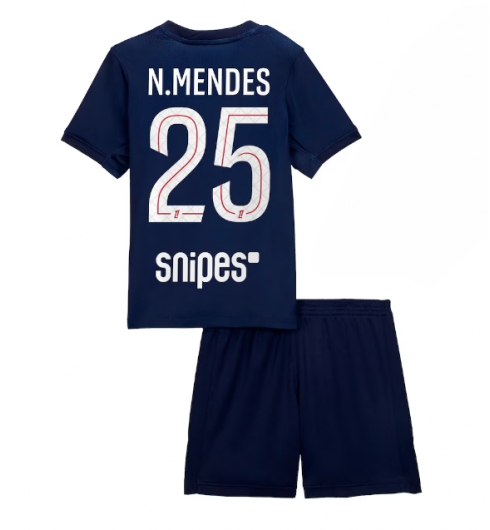 Koszulka piłkarska Paris Saint-Germain Nuno Mendes #25 Koszulka Podstawowej dziecięce 2025-26 +Krótkie Spodenk Koszulka piłkarska Paris Saint-Germain Nuno Mendes #25 Koszulka Podstawowej dziecięce 2025-26 +Krótkie Spodenk