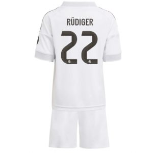 Koszulka piłkarska Real Madrid Antonio Rudiger #22 Koszulka Podstawowej dziecięce 2025-26 +Krótkie Spodenk Koszulka piłkarska Real Madrid Antonio Rudiger #22 Koszulka Podstawowej dziecięce 2025-26 +Krótkie Spodenk