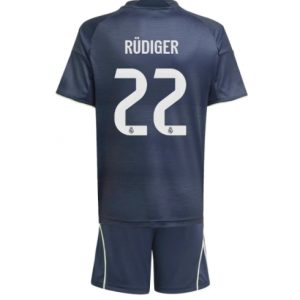 Koszulka piłkarska Real Madrid Antonio Rudiger #22 Koszulka Wyjazdowej dziecięce 2025-26 +Krótkie Spodenk Koszulka piłkarska Real Madrid Antonio Rudiger #22 Koszulka Wyjazdowej dziecięce 2025-26 +Krótkie Spodenk