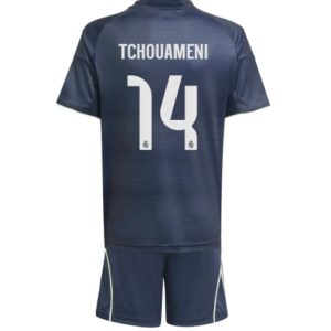 Koszulka piłkarska Real Madrid Aurelien Tchouameni #14 Koszulka Wyjazdowej dziecięce 2025-26 +Krótkie Spodenk
