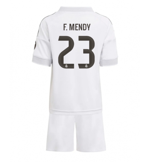 Koszulka piłkarska Real Madrid Ferland Mendy #23 Koszulka Podstawowej dziecięce 2025-26 +Krótkie Spodenk Koszulka piłkarska Real Madrid Ferland Mendy #23 Koszulka Podstawowej dziecięce 2025-26 +Krótkie Spodenk