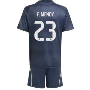 Koszulka piłkarska Real Madrid Ferland Mendy #23 Koszulka Wyjazdowej dziecięce 2025-26 +Krótkie Spodenk Koszulka piłkarska Real Madrid Ferland Mendy #23 Koszulka Wyjazdowej dziecięce 2025-26 +Krótkie Spodenk
