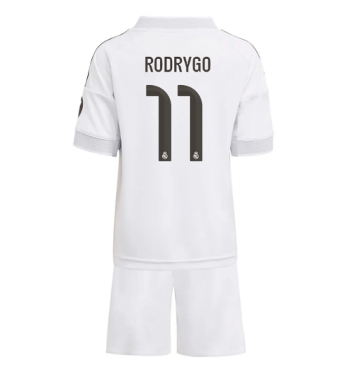 Koszulka piłkarska Real Madrid Rodrygo Goes #11 Koszulka Podstawowej dziecięce 2025-26 +Krótkie Spodenk Koszulka piłkarska Real Madrid Rodrygo Goes #11 Koszulka Podstawowej dziecięce 2025-26 +Krótkie Spodenk