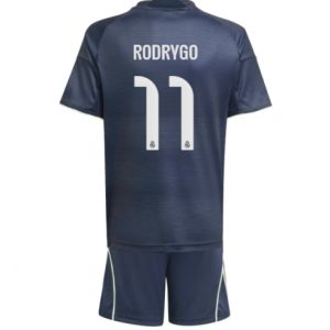 Koszulka piłkarska Real Madrid Rodrygo Goes #11 Koszulka Wyjazdowej dziecięce 2025-26 +Krótkie Spodenk