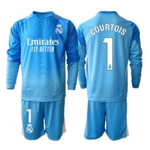 Koszulka piłkarska Real Madrid Thibaut Courtois #1 Bramkarskie Koszulka Podstawowej dziecięce 2025-26 Długi Rękaw (+ Krótkie spodenki)