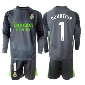 Koszulka piłkarska Real Madrid Thibaut Courtois #1 Bramkarskie Koszulka Trzeciej dziecięce 2025-26 Długi Rękaw (+ Krótkie spodenki)