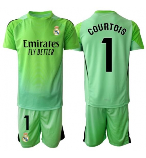 Koszulka piłkarska Real Madrid Thibaut Courtois #1 Bramkarskie Koszulka Wyjazdowej dziecięce 2025-26 +Krótkie Spodenk Koszulka piłkarska Real Madrid Thibaut Courtois #1 Bramkarskie Koszulka Wyjazdowej dziecięce 2025-26 +Krótkie Spodenk