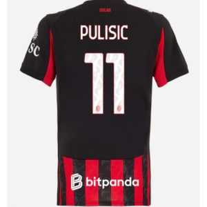 Koszulka piłkarska AC Milan Christian Pulisic #11 Koszulka Podstawowej damskie 2025-26 Krótki Rękaw Koszulka piłkarska AC Milan Christian Pulisic #11 Koszulka Podstawowej damskie 2025-26 Krótki Rękaw