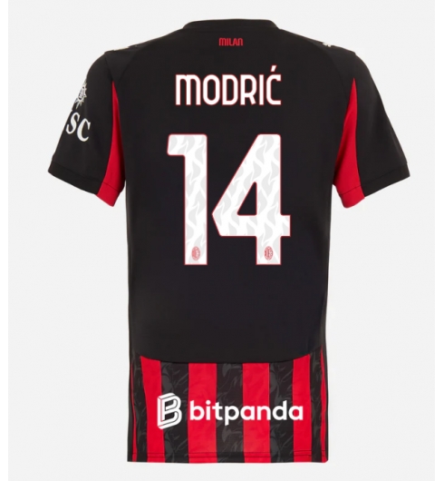 Koszulka piłkarska AC Milan Luka Modric #14 Koszulka Podstawowej damskie 2025-26 Krótki Rękaw Koszulka piłkarska AC Milan Luka Modric #14 Koszulka Podstawowej damskie 2025-26 Krótki Rękaw