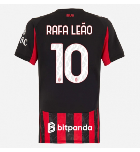 Koszulka piłkarska AC Milan Rafael Leao #10 Koszulka Podstawowej damskie 2025-26 Krótki Rękaw Koszulka piłkarska AC Milan Rafael Leao #10 Koszulka Podstawowej damskie 2025-26 Krótki Rękaw