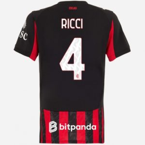 Koszulka piłkarska AC Milan Samuele Ricci #4 Koszulka Podstawowej damskie 2025-26 Krótki Rękaw Koszulka piłkarska AC Milan Samuele Ricci #4 Koszulka Podstawowej damskie 2025-26 Krótki Rękaw
