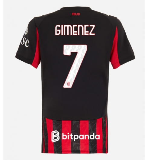 Koszulka piłkarska AC Milan Santiago Gimenez #7 Koszulka Podstawowej damskie 2025-26 Krótki Rękaw Koszulka piłkarska AC Milan Santiago Gimenez #7 Koszulka Podstawowej damskie 2025-26 Krótki Rękaw