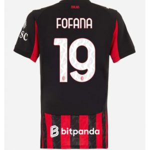 Koszulka piłkarska AC Milan Youssouf Fofana #19 Koszulka Podstawowej damskie 2025-26 Krótki Rękaw Koszulka piłkarska AC Milan Youssouf Fofana #19 Koszulka Podstawowej damskie 2025-26 Krótki Rękaw