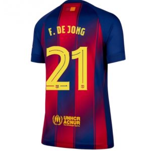 Koszulka piłkarska Barcelona Frenkie de Jong #21 Koszulka Podstawowej damskie 2025-26 Krótki Rękaw
