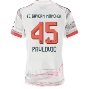 Koszulka piłkarska Bayern Munich Aleksandar Pavlovic #45 Koszulka Wyjazdowej damskie 2025-26 Krótki Rękaw Koszulka piłkarska Bayern Munich Aleksandar Pavlovic #45 Koszulka Wyjazdowej damskie 2025-26 Krótki Rękaw