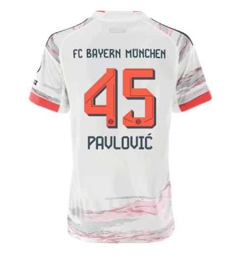 Koszulka piłkarska Bayern Munich Aleksandar Pavlovic #45 Koszulka Wyjazdowej damskie 2025-26 Krótki Rękaw Koszulka piłkarska Bayern Munich Aleksandar Pavlovic #45 Koszulka Wyjazdowej damskie 2025-26 Krótki Rękaw
