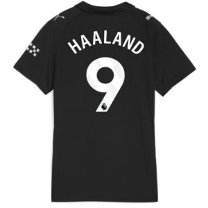 Koszulka piłkarska Manchester City Erling Haaland #9 Koszulka Wyjazdowej damskie 2025-26 Krótki Rękaw